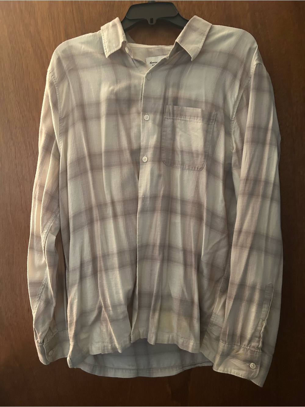 NEW Abercrombie & Fitch Men's Plaid Button-Down Shirt - Cream & Brown